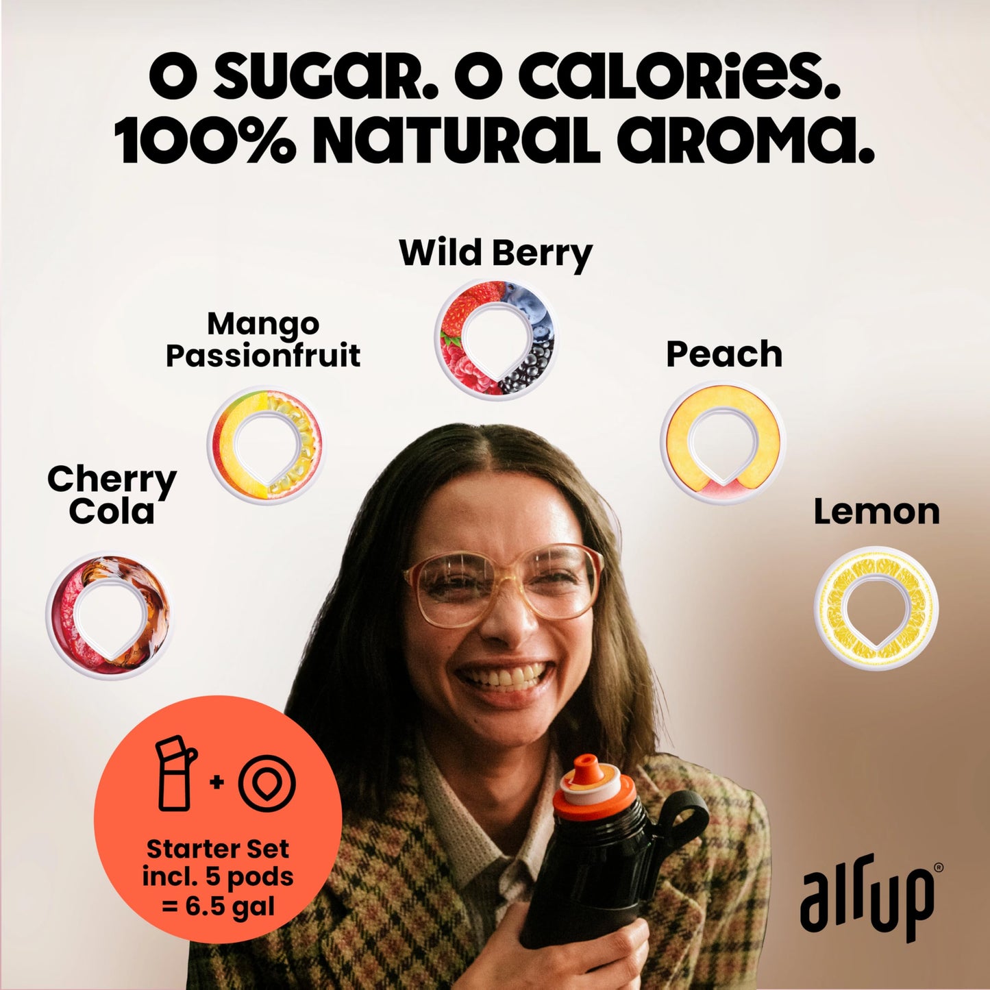 air up® water bottle (22oz) for school, sports, gym | includes 5 scent pods & straw | flavored bottle in grey - also for kids, boys, girls | no…