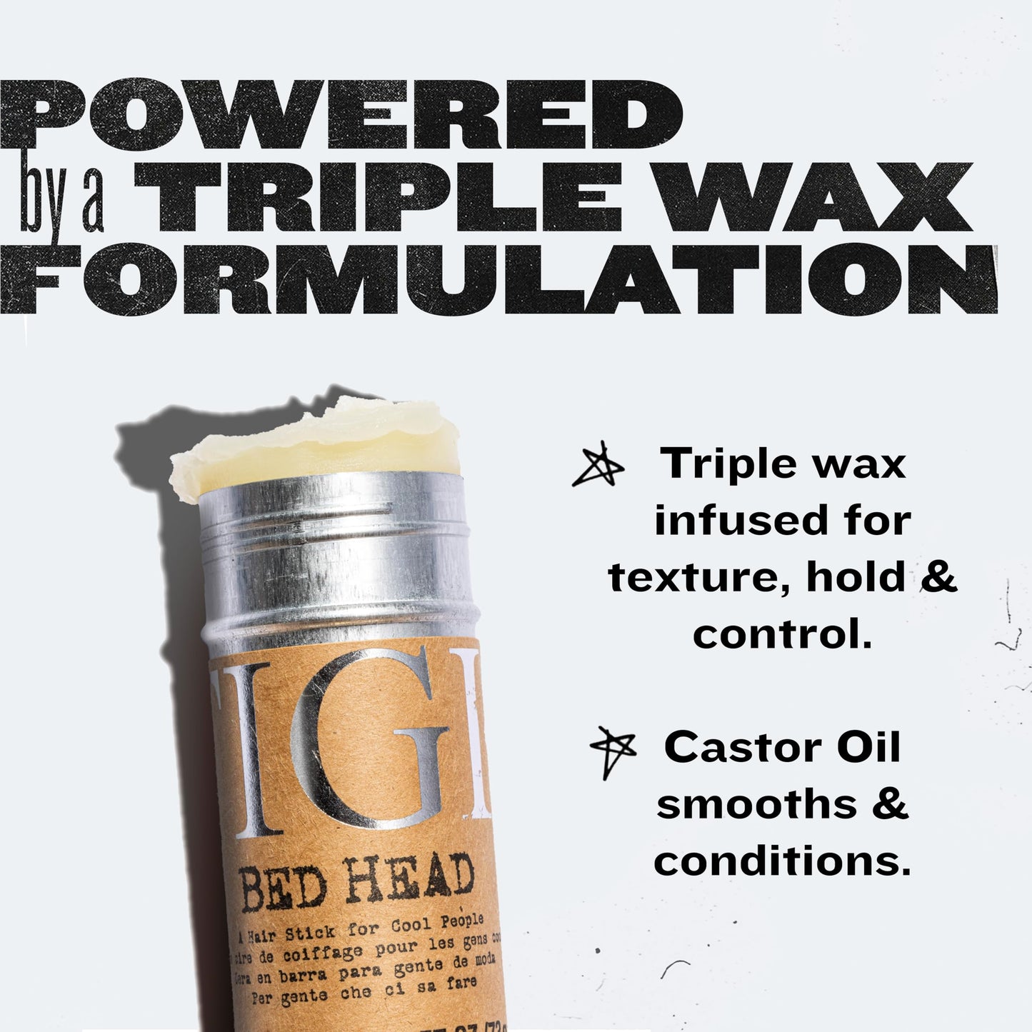 TIGI Bed Head Hair Wax Stick - Strong Hold with Triple Wax Formulation for Slick Back Hair Styling and Smoothing Flyaways, 2.57 oz