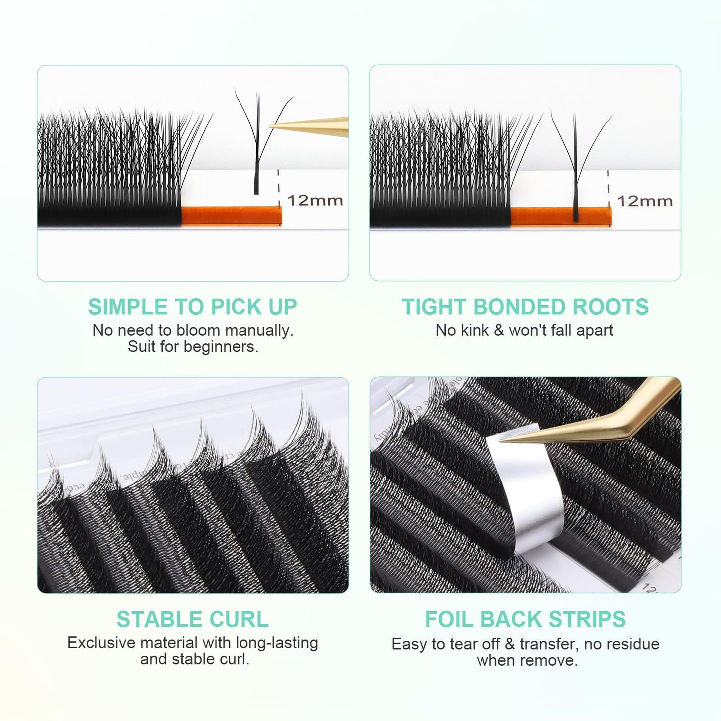NAGARAKU Eyelash Extensions Cluster 3D W Shape Triple-core Volume Lashes Hand Woven Long Stem 0.07mm D Curl 10mm Matte Black Premade Fans Triple Tips Beauty and Personal Care NAGARAKU