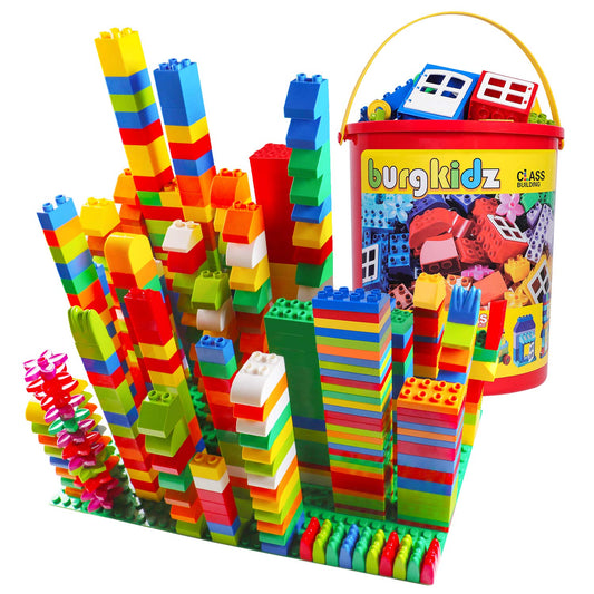 burgkidz 214pcs Large Building Blocks with Storage – Big Bricks Compatible with Major Brands, STEM Toys for Kids Ages 2-6 (Classic)