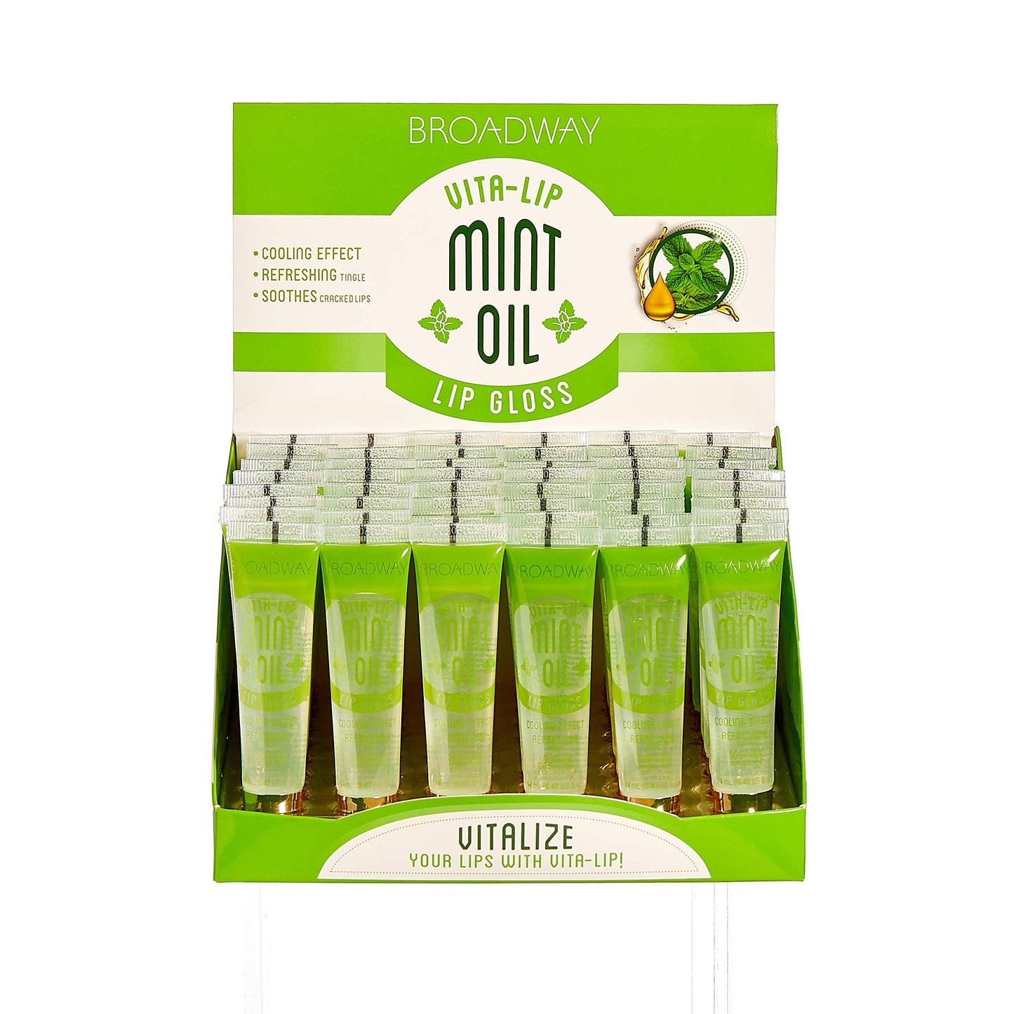 Ruby Kisses Broadway Vita-Lip Clear Lip Gloss (Mint Oil 48 Pack), Ultra-Hydrating & Soothing Formula with Vitamin Oils, High-Shine Non-Sticky Finish