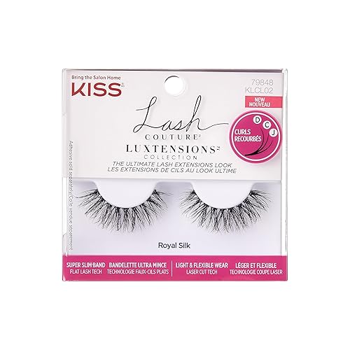 KISS Lash Couture LuXtensions Collection False Eyelashes, Flat Lash Technology, Super Slim Lash Band, Real Lash Extension Fibers, Reusable, Style