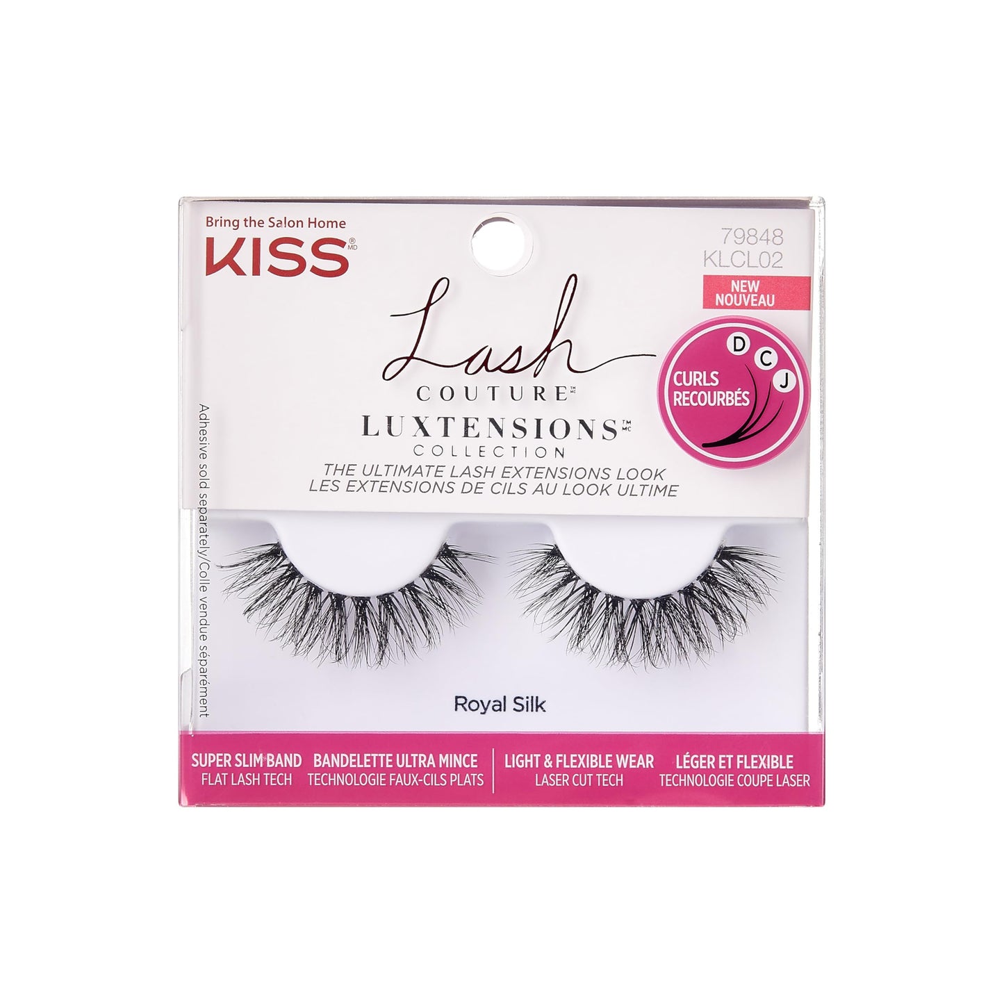 KISS Lash Couture LuXtensions Collection False Eyelashes, Flat Lash Technology, Super Slim Lash Band, Real Lash Extension Fibers, Reusable, Style