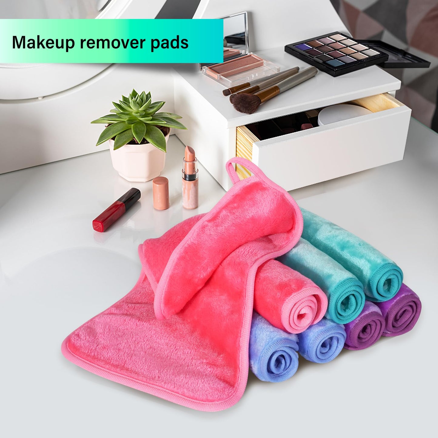 Nugilla Makeup Remover Cloths, 8 Packs Makeup Remover Towels Reusable Face Wash Cloth, Soft Microfiber Face Cloth for Women Beauty and Personal Care NUGILLA
