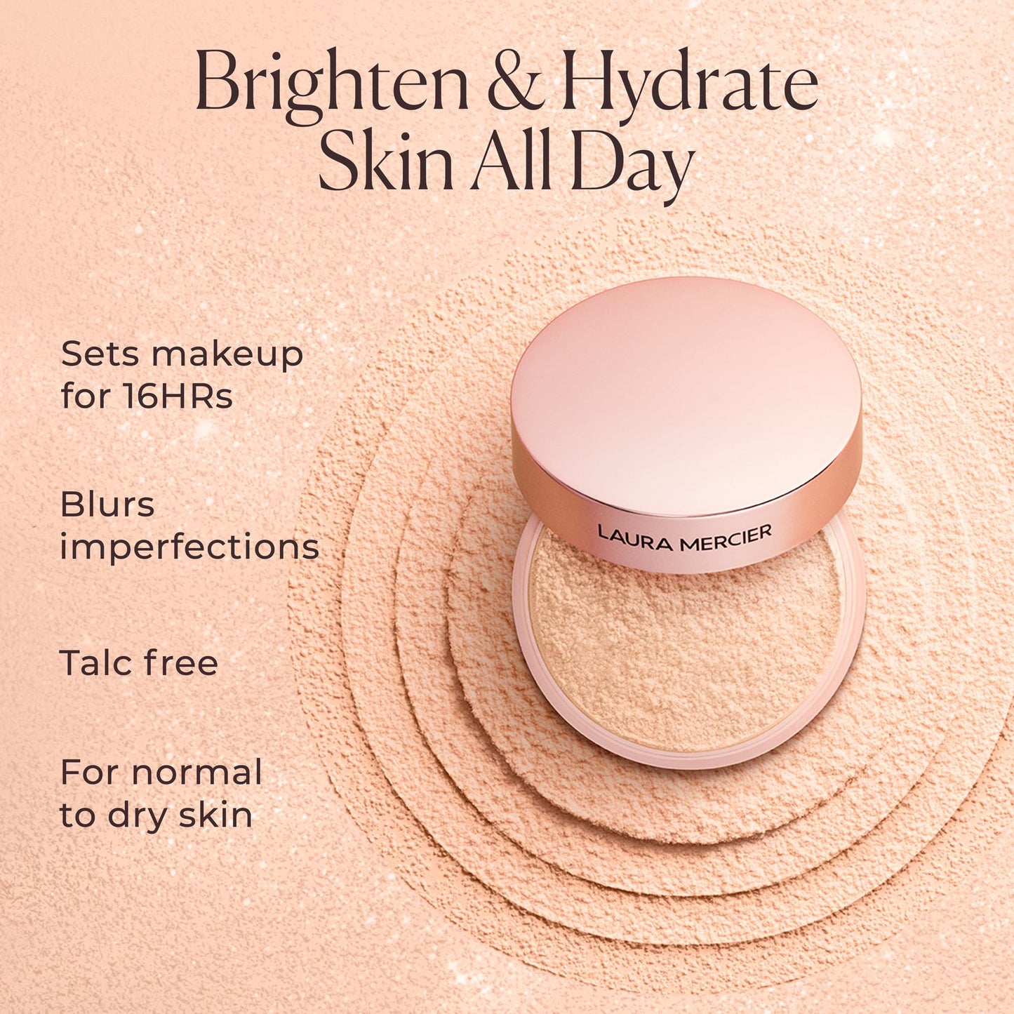 Laura Mercier Translucent Loose Talc-Free Setting Powder Ultra-Blur, Enlivens Fair to Medium Skin Tones, Color Correcting Pink Setting Powder, Tone-Up