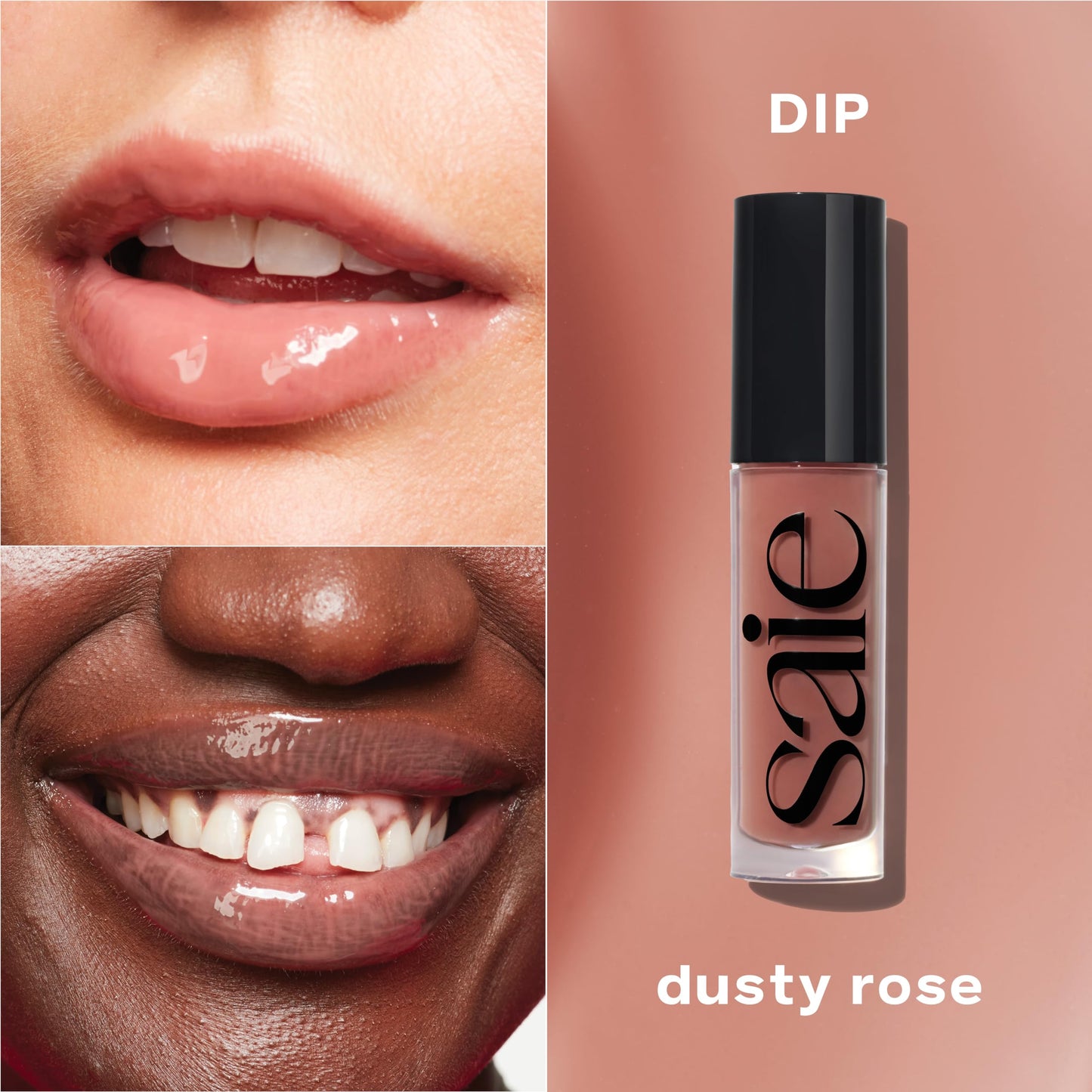 Saie Glossybounce - Hydrating Lip Gloss and Tinted Lip Oil Hybrid with Hyaluronic Acid & Jojoba Oil for Non-Sticky, Ultra-Shiny, Plump & Soft Lips -