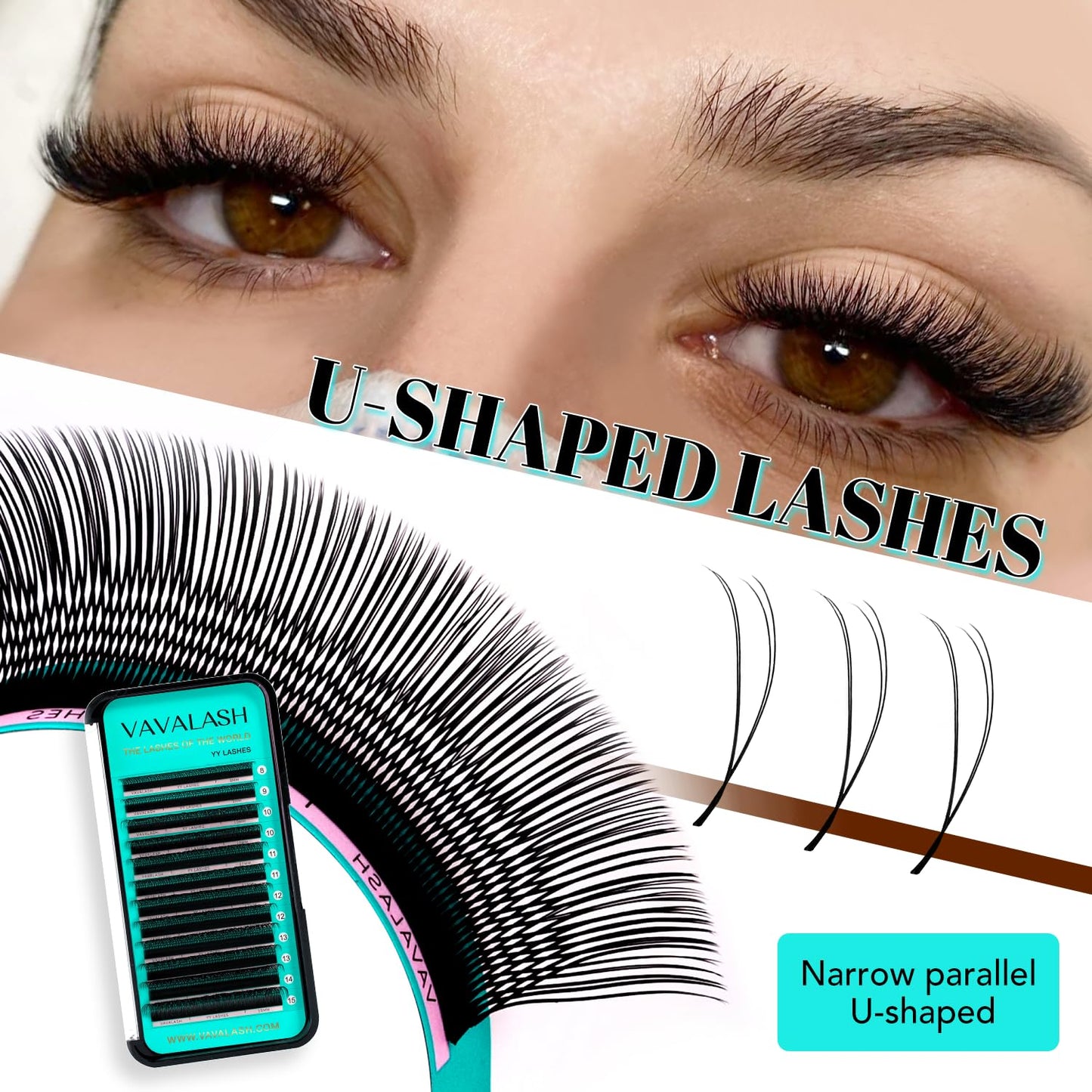 VAVALASH U Lash Extensions D Curl 0.07mm 8-15mm Mix Tray 2D UU Lash Fans Eyelash Extension U Shaped Natural Wispy Volume Lashes Extension Soft Matte Beauty and Personal Care VAVALASH