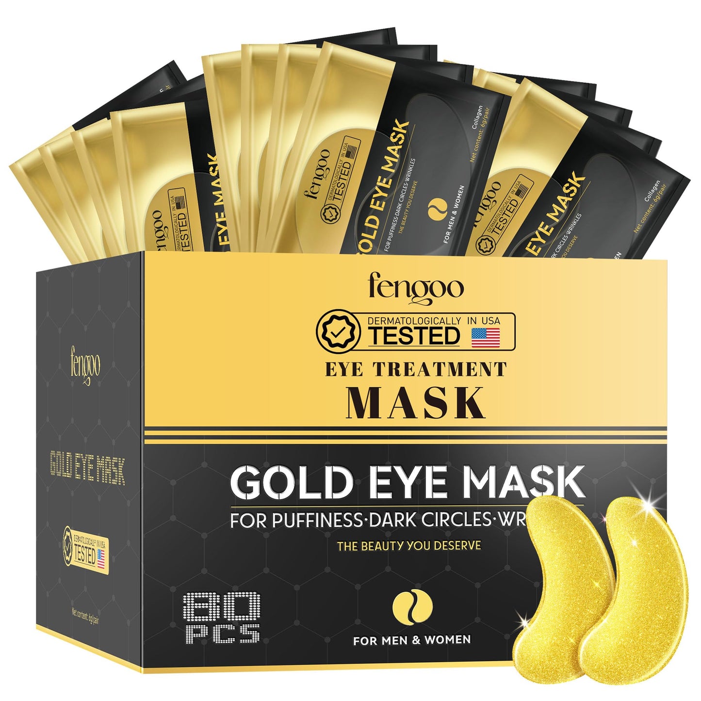 FENGOO 80 PCS 24K Gold Collagen Under Eye Patches & Smile Line Patches Beauty and Personal Care FENGOO Default Title