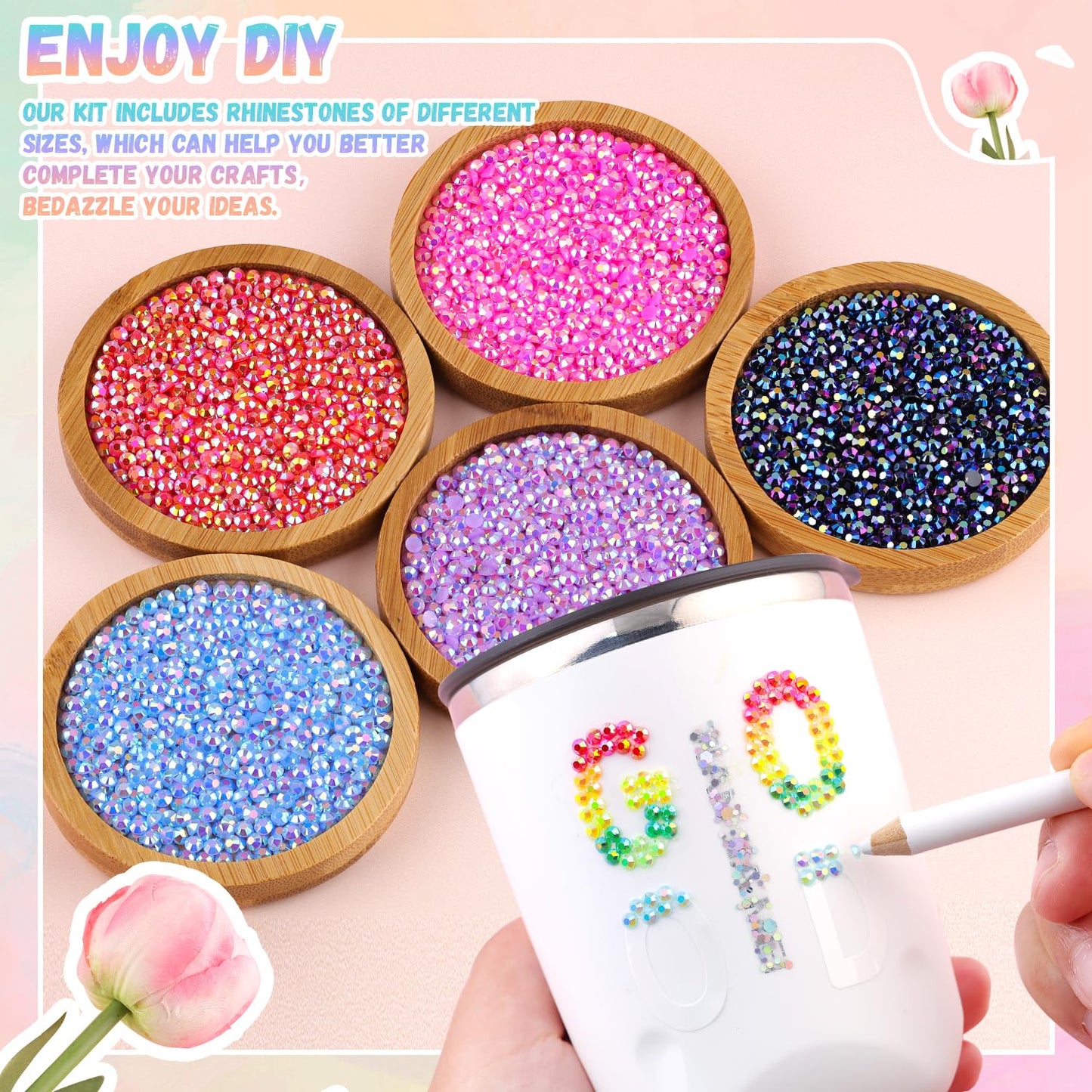 BELLEBOOST 35000PCS Jelly Bedazzler Kit with Rhinestones, 3mm Flatback Gems for Bedazzling, Multicolor Bedazzle Kit with B7000 Jewelry Glue and Gem Beauty and Personal Care BELLEBOOST