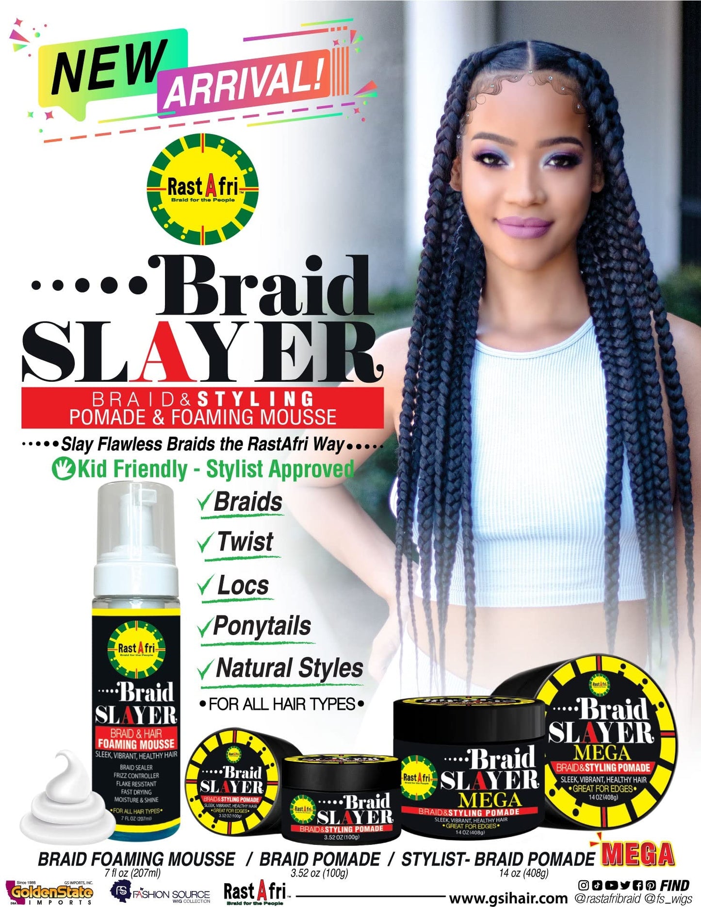 Rast A Fri BRAID SLAYER - MEGA - Edge Control, Styling Pomade