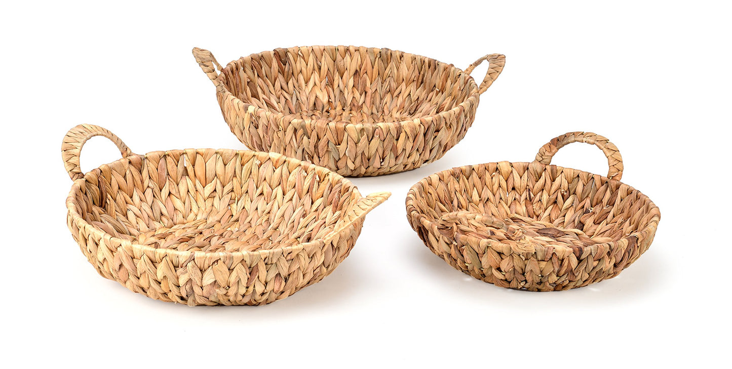 Trademark Innovations Set of 3 Round Hyacinth Baskets with Handles
