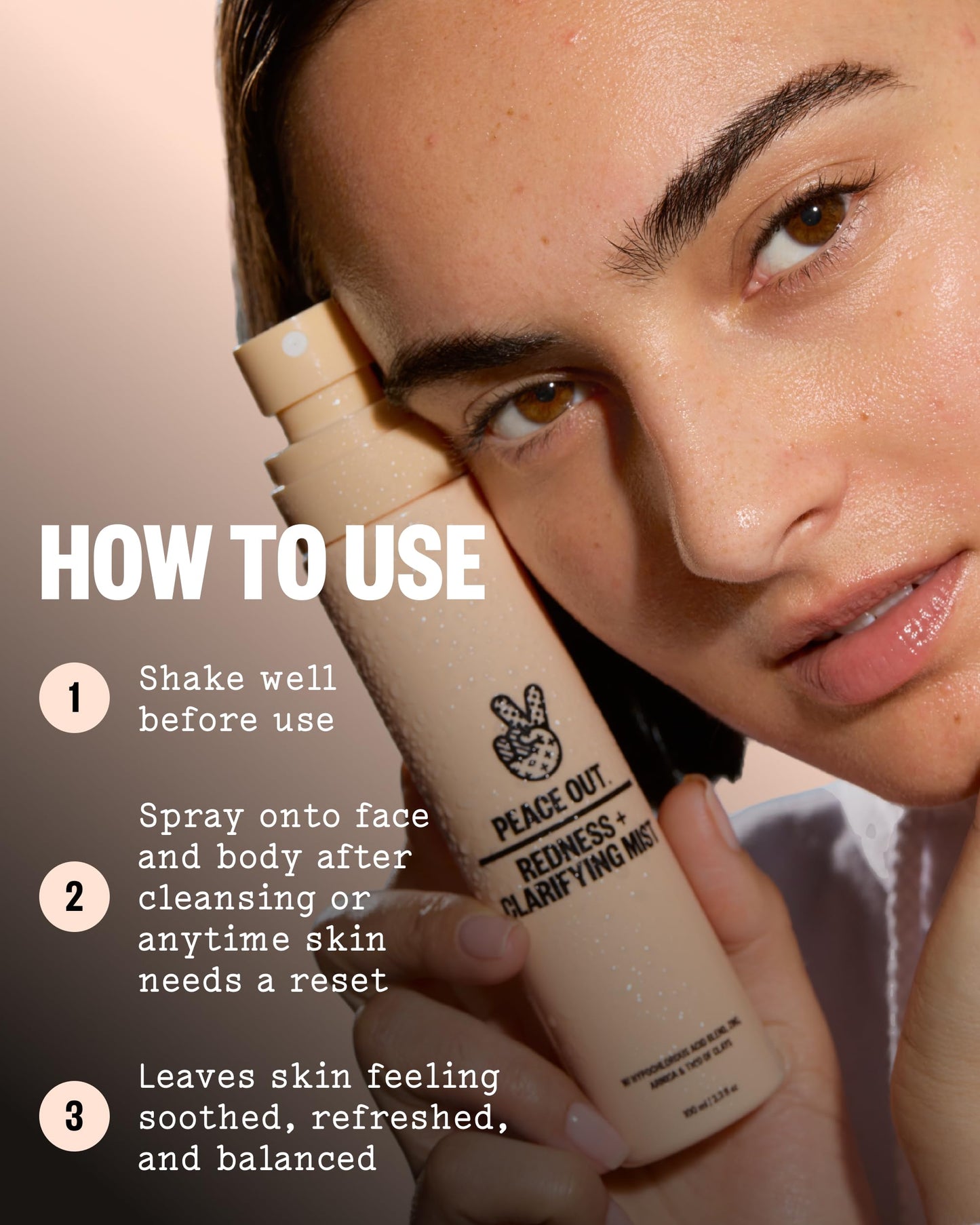 PEACE OUT Redness + Clarifying Mist, Hypochlorous Acid Facial Spray with Zinc and Arnica, Helps Reduce Redness, Control Excess Oil, and Refresh Dry