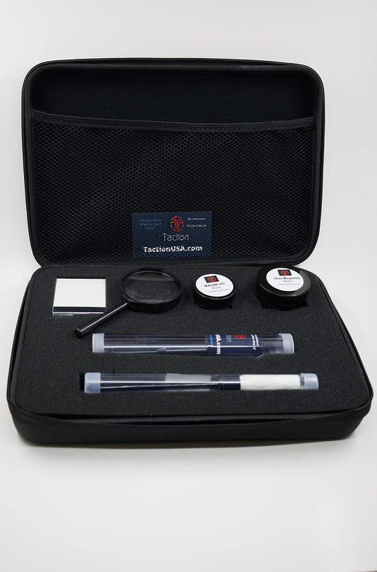 Taction Basic Detective Kit | Carry Case with Fingerprint Brushes, Powders, Hinge Lifts & Magnifying Glass | CSI Forensic Starter Set