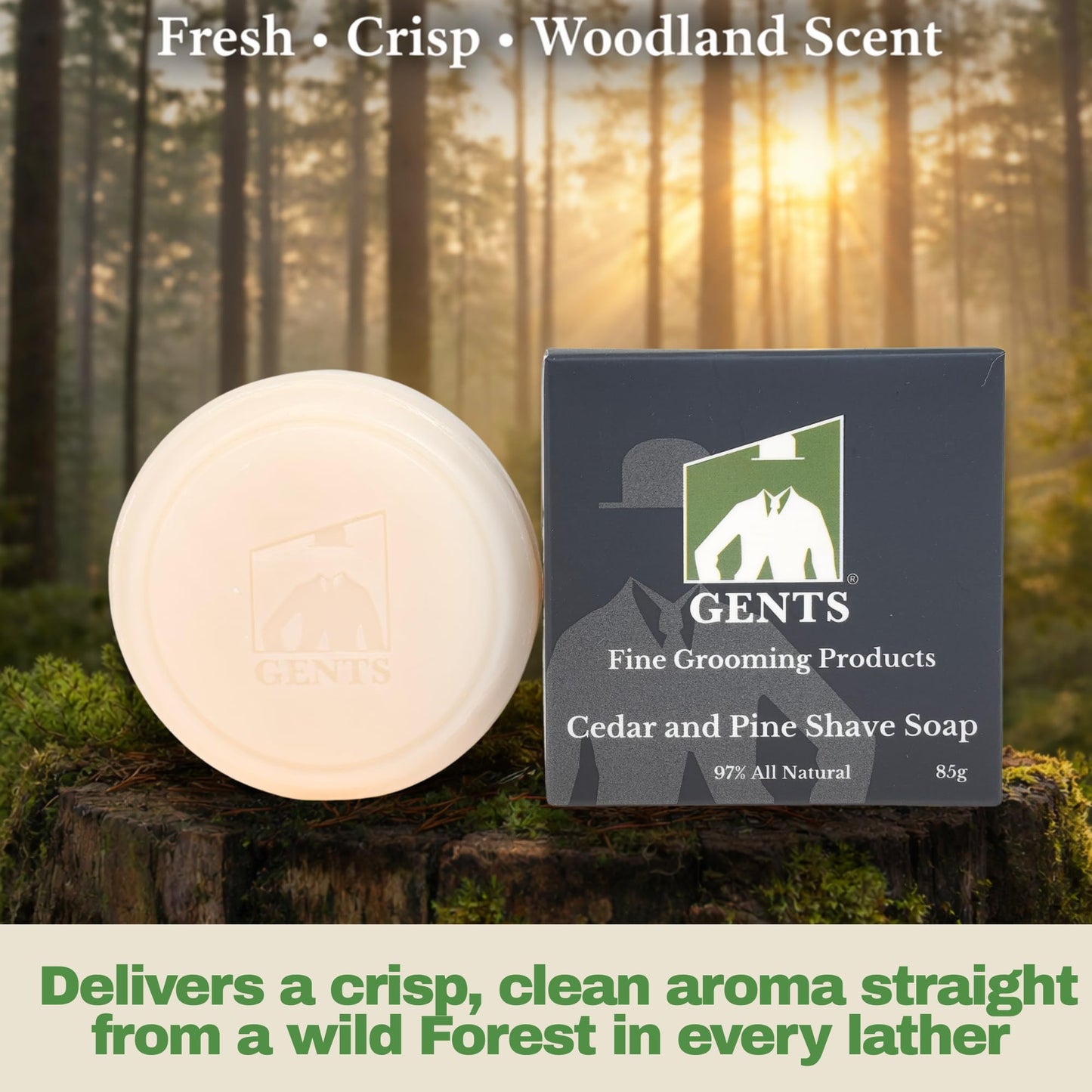 GENTS All Natural Shaving Soap Set for Men, 3 Pack Cedar & Pine, Sandalwood, Bay Rum, Shea Butter Rich Lather, Barbershop Wet Shave Grooming Kit Beauty and Personal Care G.B.S