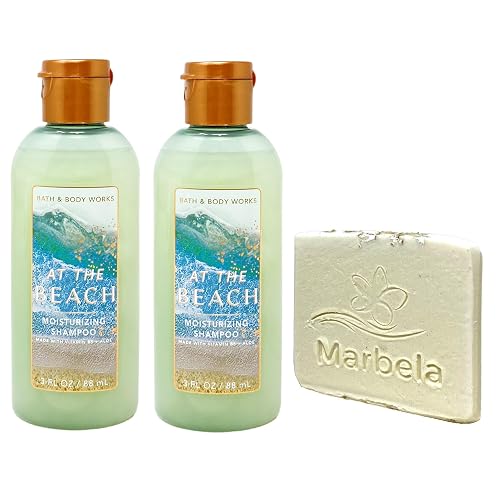 Bath & Body Works At The Beach 2 Pack Mini Moisturizing Shampoo Bundle with a Natural Oats Sample Soap - Travel Size