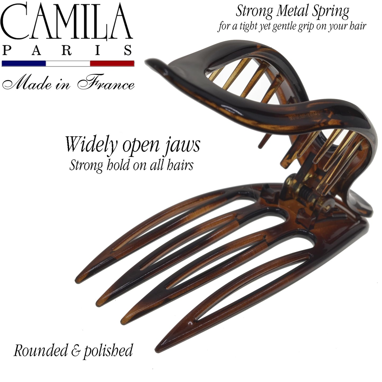 Camila Paris CP2372 French Hair Clips, Large Side Slide Hair Clips for Long Curly Wavy Hair, Strong Hold No Slip Grip, Girls Hair Claw Clips