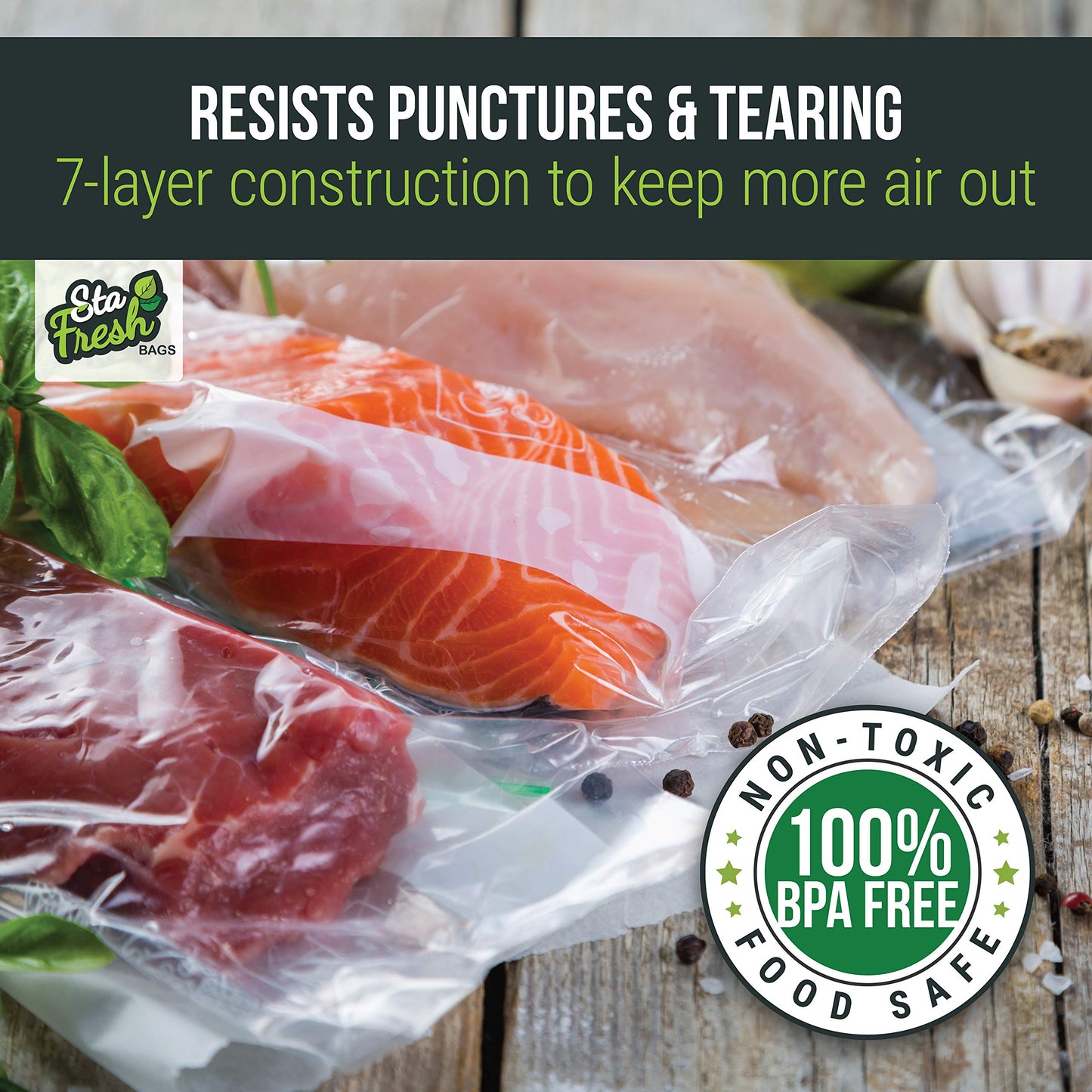 Vac Fresh Vacuum Sealer Roll Bags, 15 inches x 50 feet, 3.5mil Embossed, Vacuum Seal Bags, Food Storage Bags, Meal Prep, Marinating, Sous Vide…