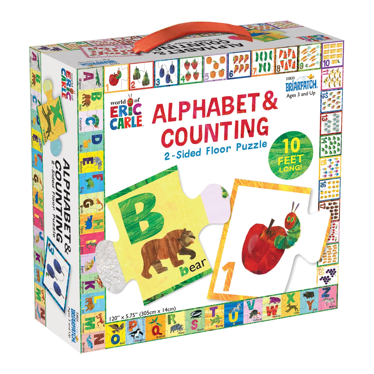 Briarpatch, The World of Eric Carle ABC 123 2-Sided Floor Puzzle, Based On Very Hungry Caterpillar Board Book, Preschool Learning for Kids