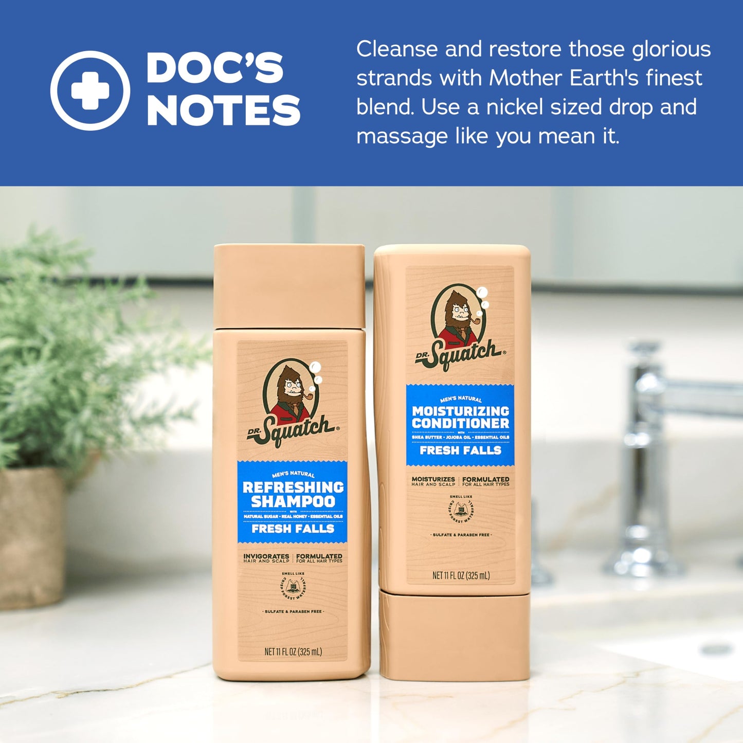 Dr. Squatch Men's Natural Shampoo and Conditioner Set - Sulfate & Paraben Free Natural Shampoo and Conditioner for Men - Scalp Nourishing Formula