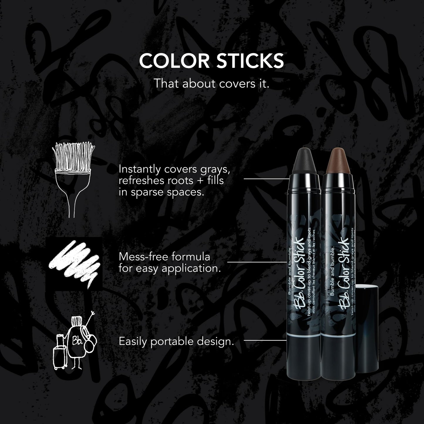 Bumble and bumble. Color Stick | Gray Hair + Root Cover Up in Natural Shades | Portable, Mess-Free Twist Up Design | Black, 1 Count