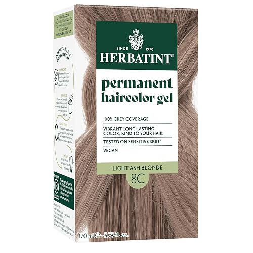 Herbatint Permanent Hair Dye For Women - 8C Light Ash Blonde - For Up To 100% Gray Coverage of Resistant Gray Hair - Ammonia-Free, Alcohol-Free