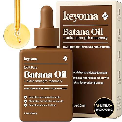 Keyoma Batana Oil for Hair Growth with Rosemary: Nourish & Detox Scalp for Thicker, Stronger, Longer Hair - 100% Organic Batana Oil from Honduras