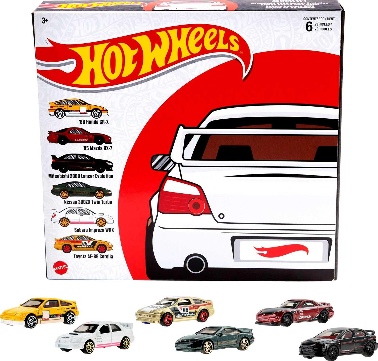 Hot Wheels Japanese Multipacks of 6 Toy Cars, 1:64 Scale, Authentic Decos, Popular Castings, Rolling Wheels, Gift for Kids 3 Years Old & Up…