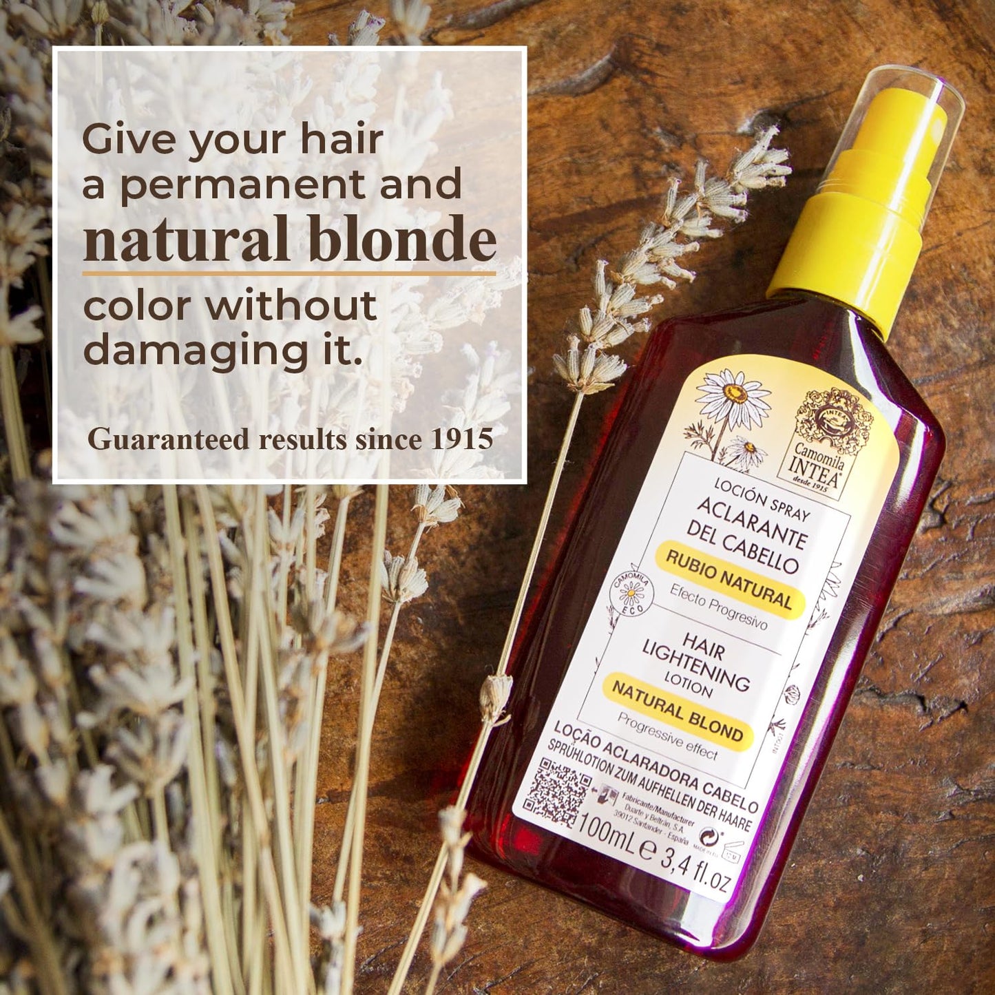 Camomila Intea Blonde Spray - Chamomile Hair Lightener with Gentle Color - No Ammonia or Parabens - 3.4oz