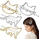 FRCOLOR Cat Hair Clip, 4 Pieces Metal Novelty Pearl Cat Shaped Hair Clips Cute Small Cat Barrettes Hairpins for Women Girls