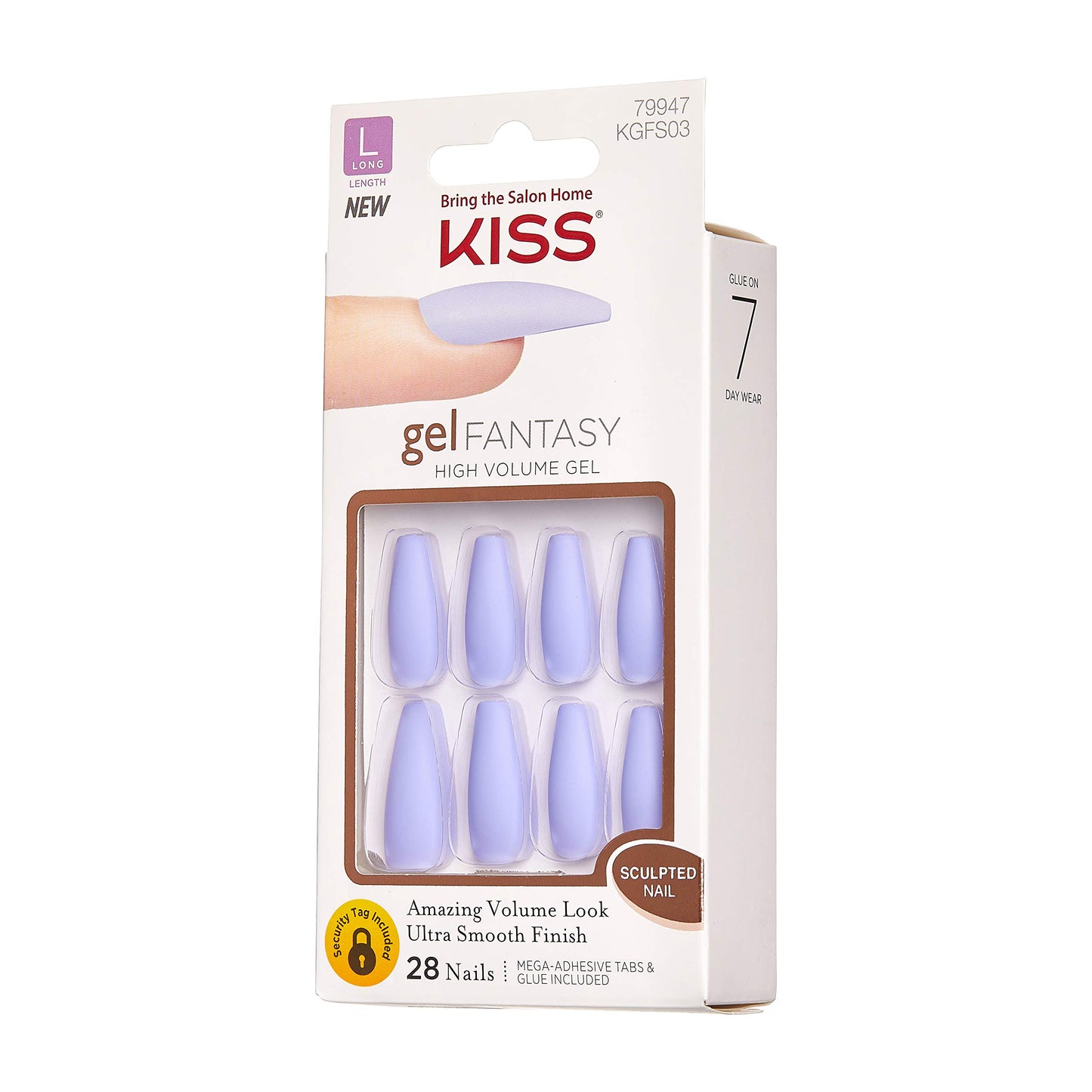 KISS Gel Fantasy Ready-to-Wear Press-On Sculpted Gel Nails, “Night After”, Long, Purple, High Arch Nail Kit with Pink Nail Glue, Manicure Stick, Mini