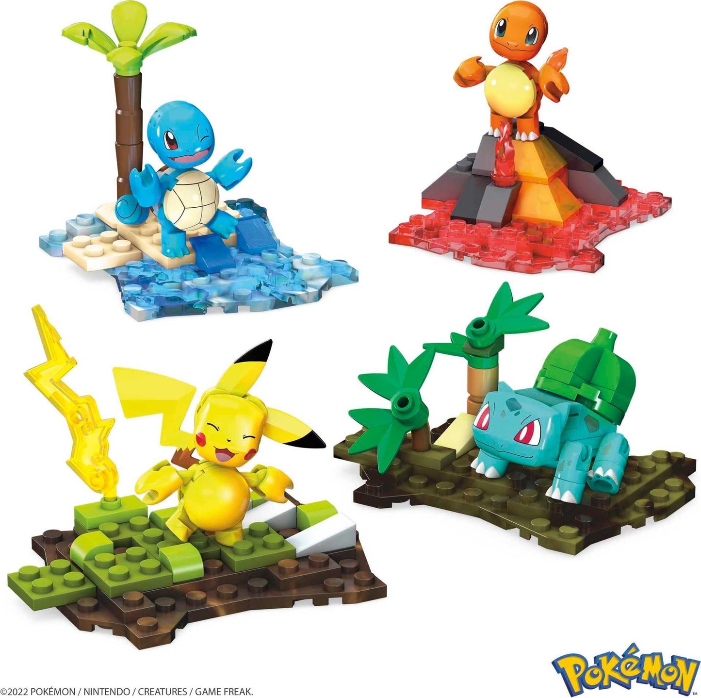 MEGA Pokémon Kanto Region Team Building Set with 130 Pieces, Includes 4 Poseable 2" Figures, Articulated Characters, Fun Toy for Kids