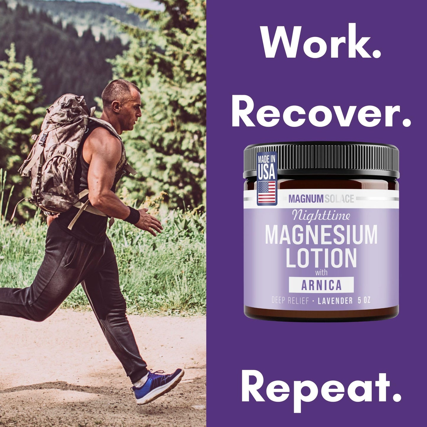 Magnum Solace Nighttime Magnesium Lotion with Arnica - Highly Concentrated Magnesium for Muscles & Joints - Apply to Legs or Feet Before Bed Beauty and Personal Care Magnum Solace