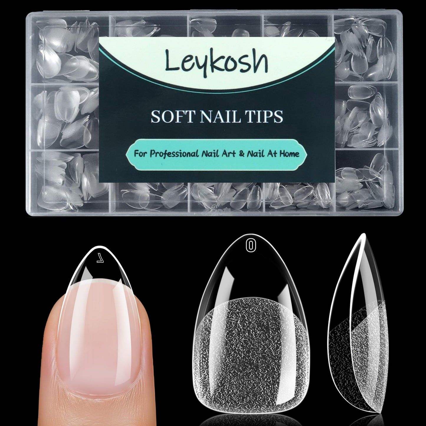 Leykosh Short Almond Nail Tips, 15 Sizes 240 PCS Clear Acrylic Soft Fake Nails Gel Nail Tips, Full Cover Pre-Shaped Matte Long Lasting Press on Nails Beauty and Personal Care LEYKOSH