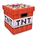 MINECRAFT TNT Block 13-Inch Storage Bin Chest With Lid | Foldable Fabric Basket Container, Cube Organizer With Handles, Cubby For Shelves, Closet…