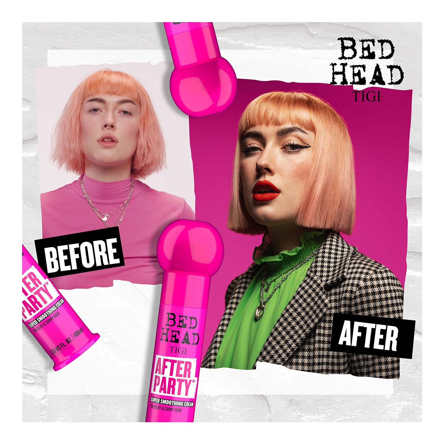 TIGI Bed Head After Party Smoothing Cream for Shiny Hair Travel Size 1.69 fl oz
