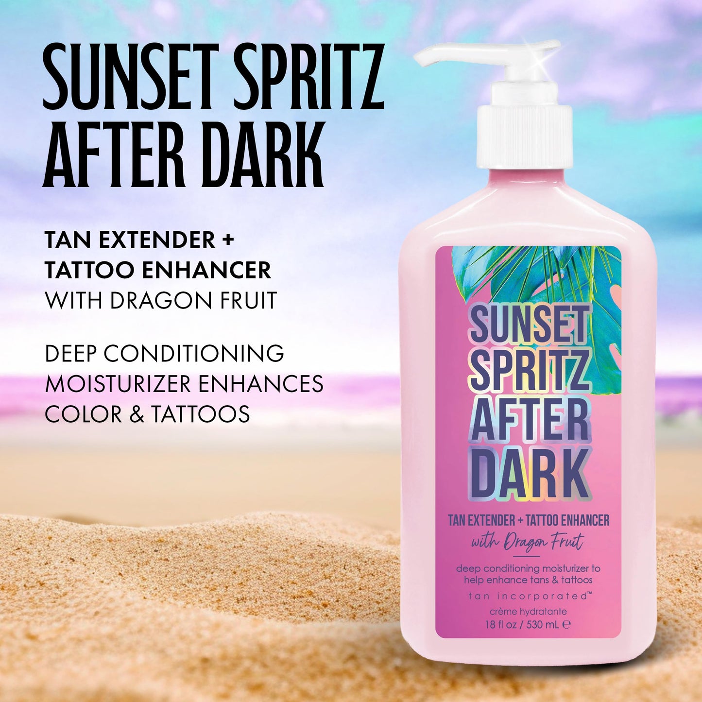 Brown Sugar After Dark Sunset Spritz Tan Extender & Tattoo Enhancer, Dragon Fruit with Biotanning Carrot Oil & Shea Butter, 18 Fl Oz