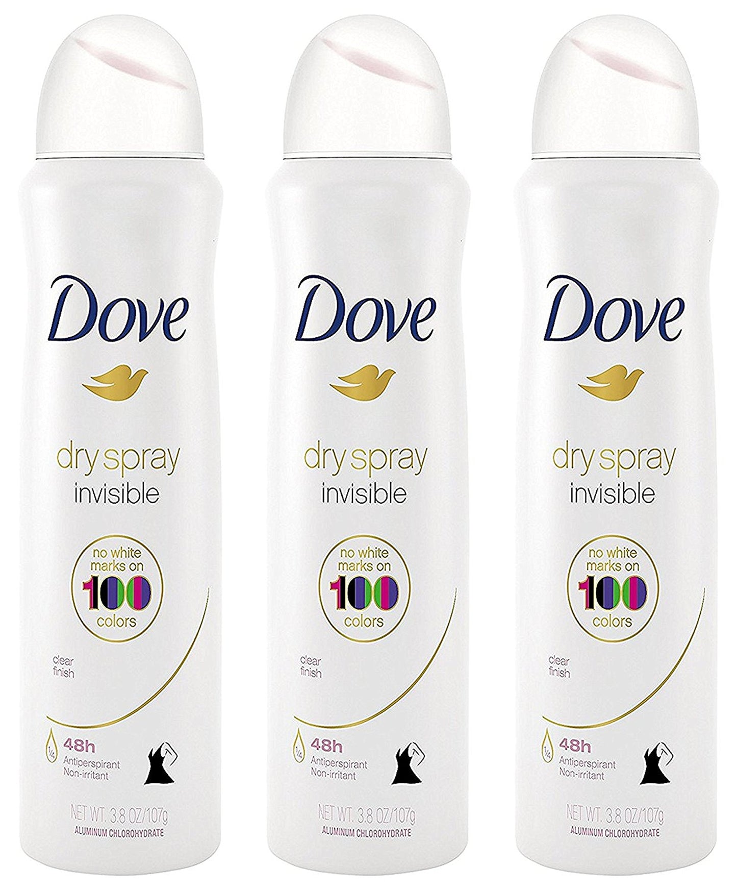 Dove Antiperspirant Dry Spray - Invisible - Clear Finish - 3.8 OZ (107 g) Per Can - Pack of 3 Cans Beauty and Personal Care Dove