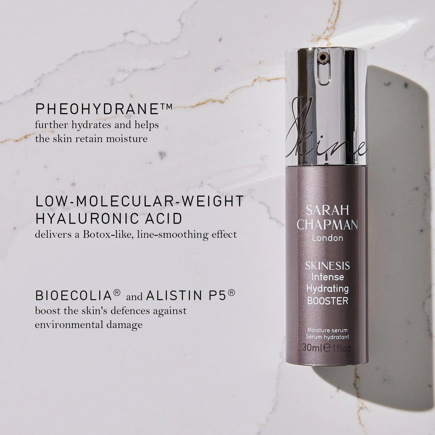 Sarah Chapman Skinesis Intense Hydrating Booster - Hyaluronic Acid Serum for Face - Great Skincare for Moisture, Plumps, Softens, & Hydrates Skin