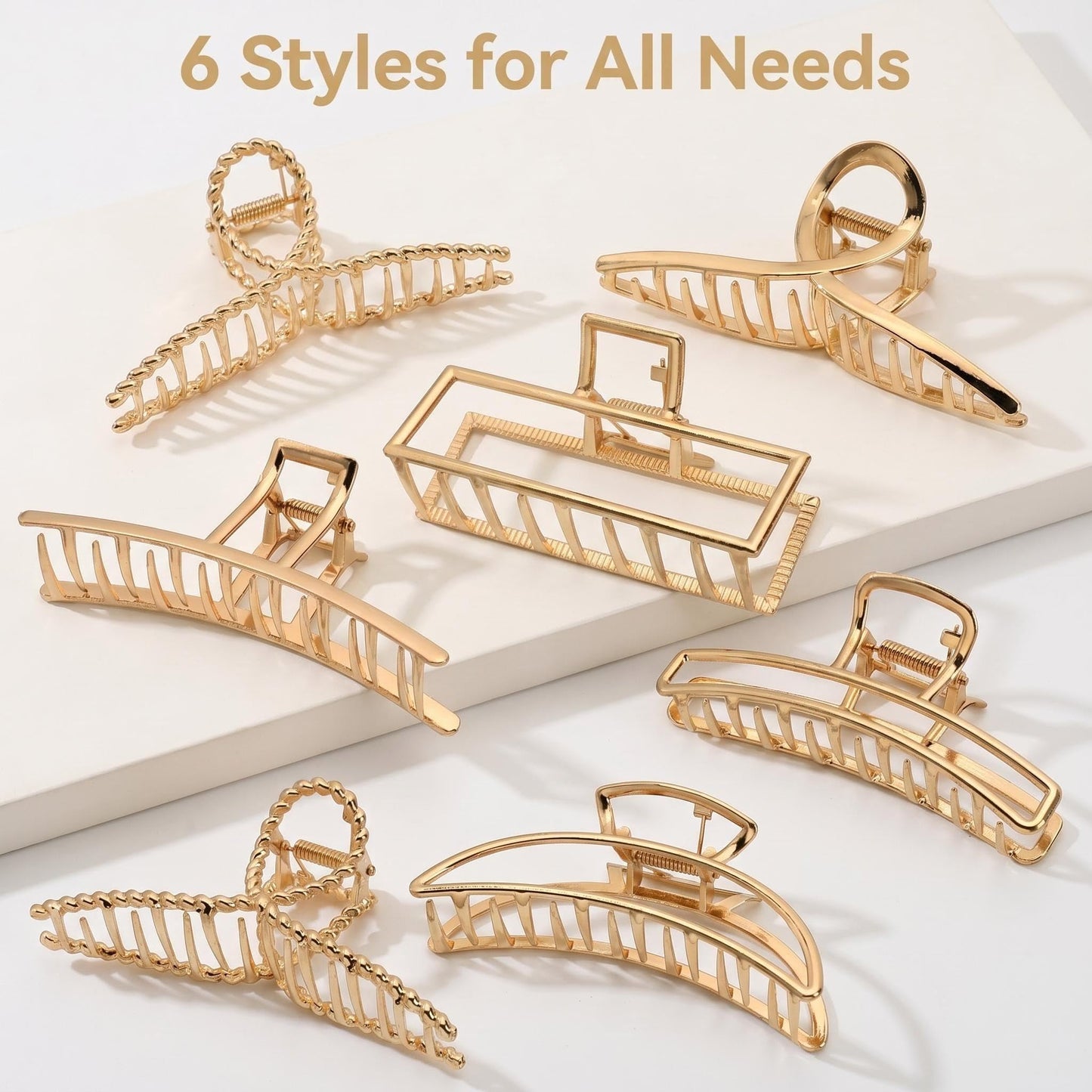 LUKACY 6 Pack Gold Metal Hair Clips - 4 Inch Large Jaw Clips for Women, Strong Hold Hair Claws for Thick or Thin Hair, Fashion Hair Accessories Beauty and Personal Care LUKACY