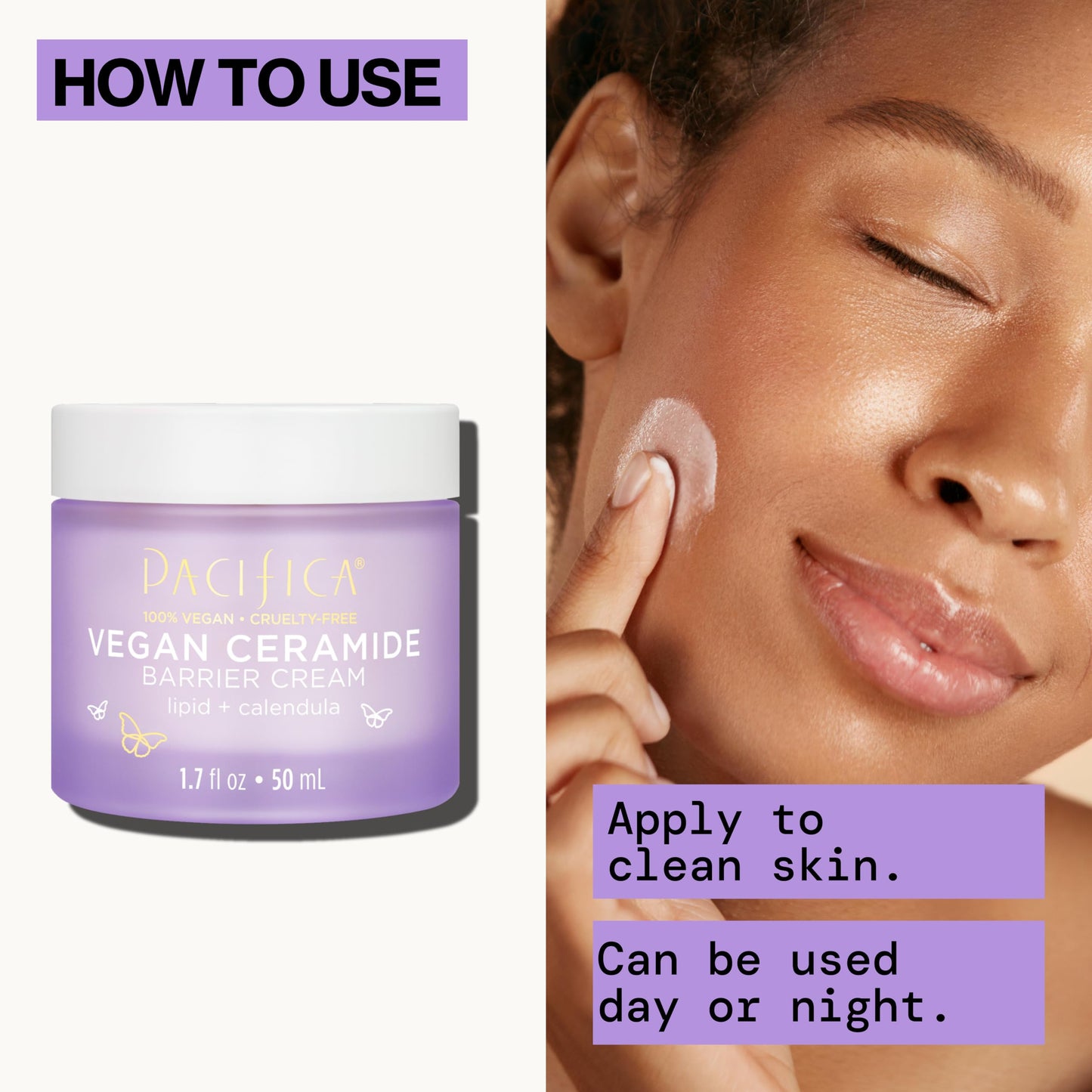 Pacifica Face Cream - Vegan Ceramide Barrier Cream w/Niacinamide & Shea Butter - Hydrating Daily Face Moisturizer Fragrance Free for Sensitive Skin