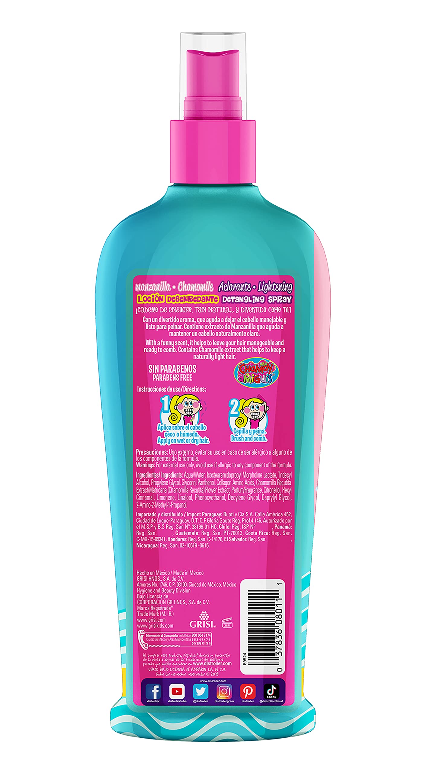 Grisi Kids Manzanilli Detangler Strawberry Fresa, 8.4 Ounce, (EX8011)