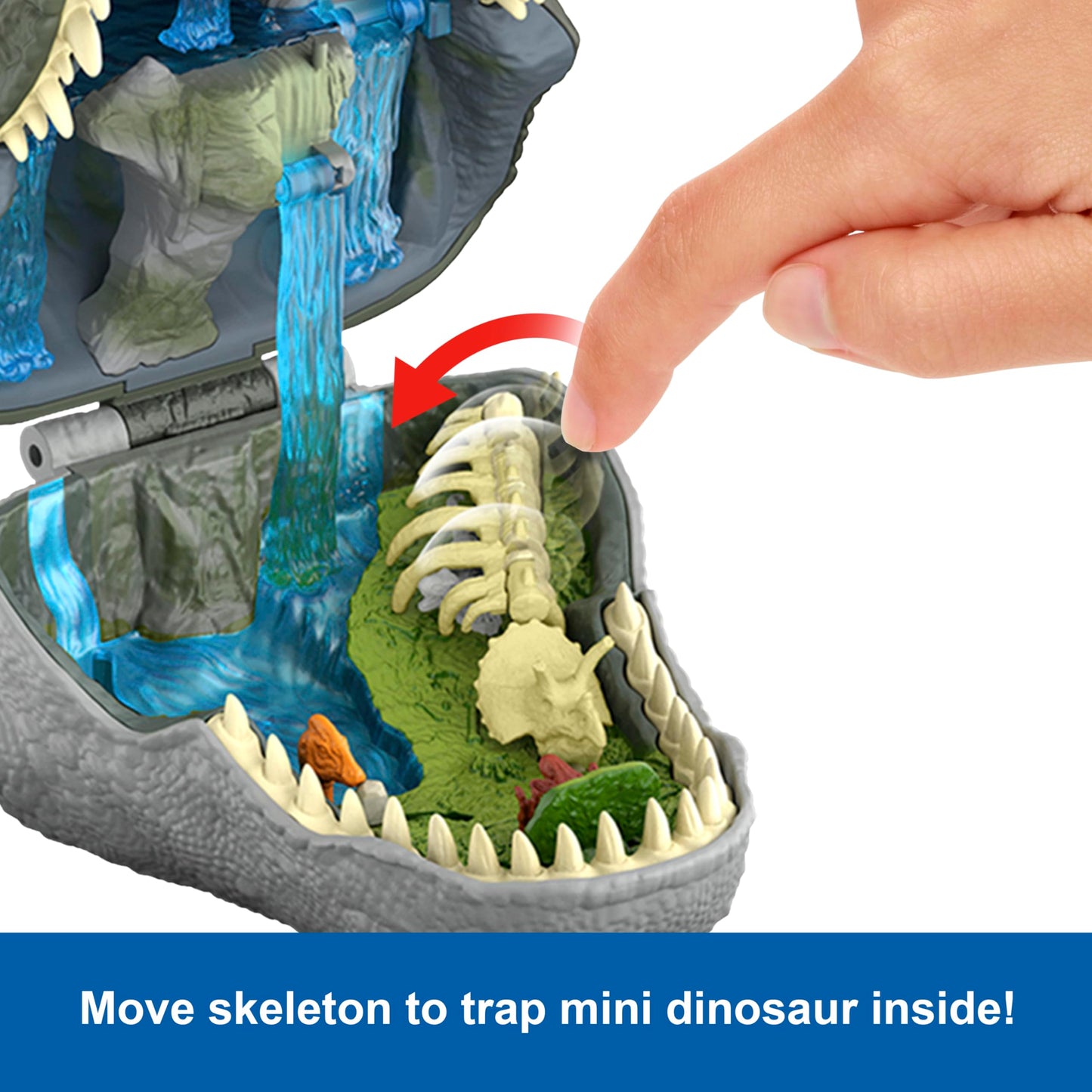 Mattel Jurassic World Rebirth Micro Adventure Playset, Tyrannosaurus Rex Head Opens to 4 Interactive Features, 3 Micro Figures, T. Rex Dinosaur Toy