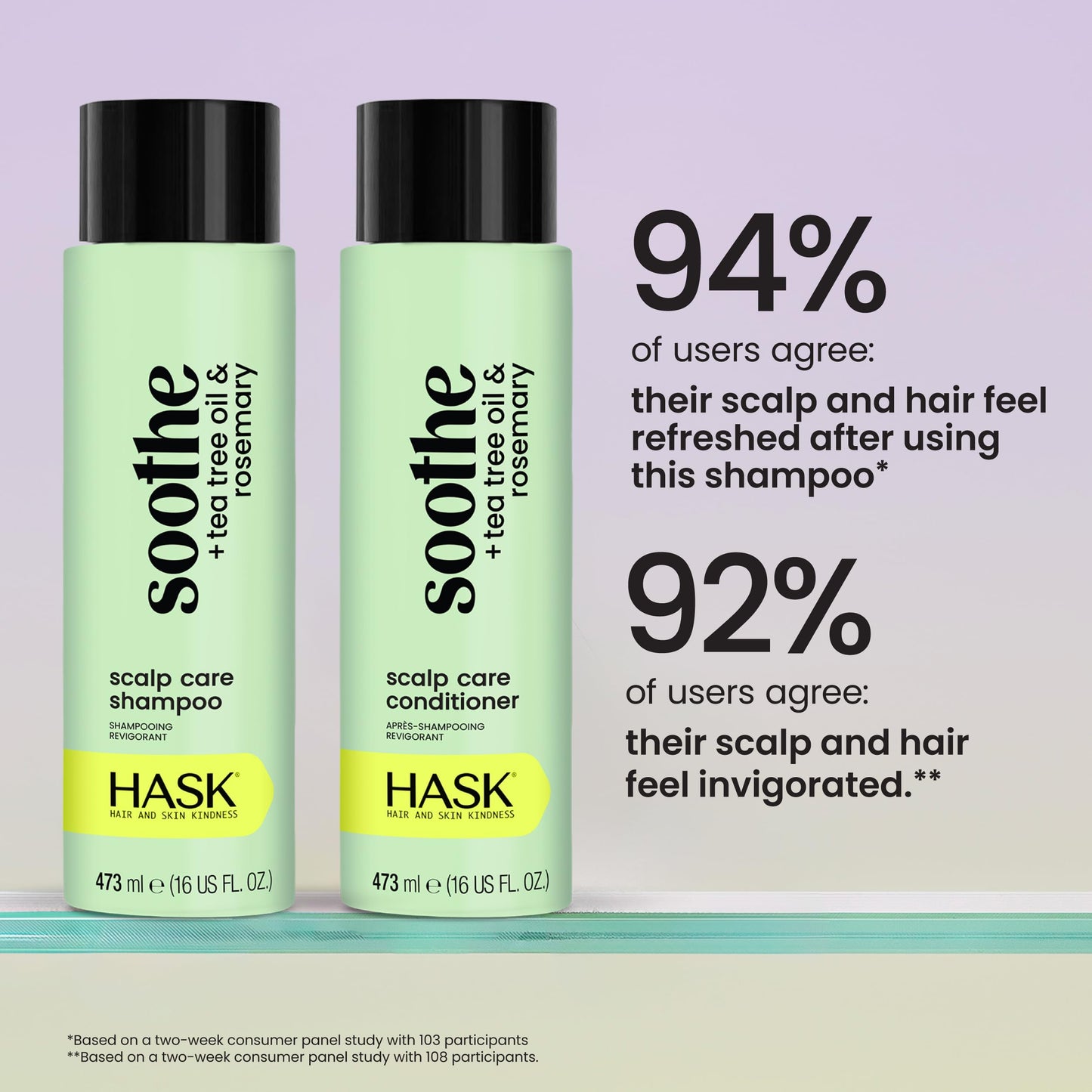 HASK Shampoo + Conditioner Set | Color Safe, Sulfate-Free, Paraben-Free, Gluten-Free, Cruelty-Free | 16oz each, 2 Pack