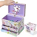 Jewelkeeper Enchanting Unicorn Musical Jewelry Box for Girls - Sparkling Rainbow Design Music Box with 2 Pullout Drawers to Store Earrings, Necklace…
