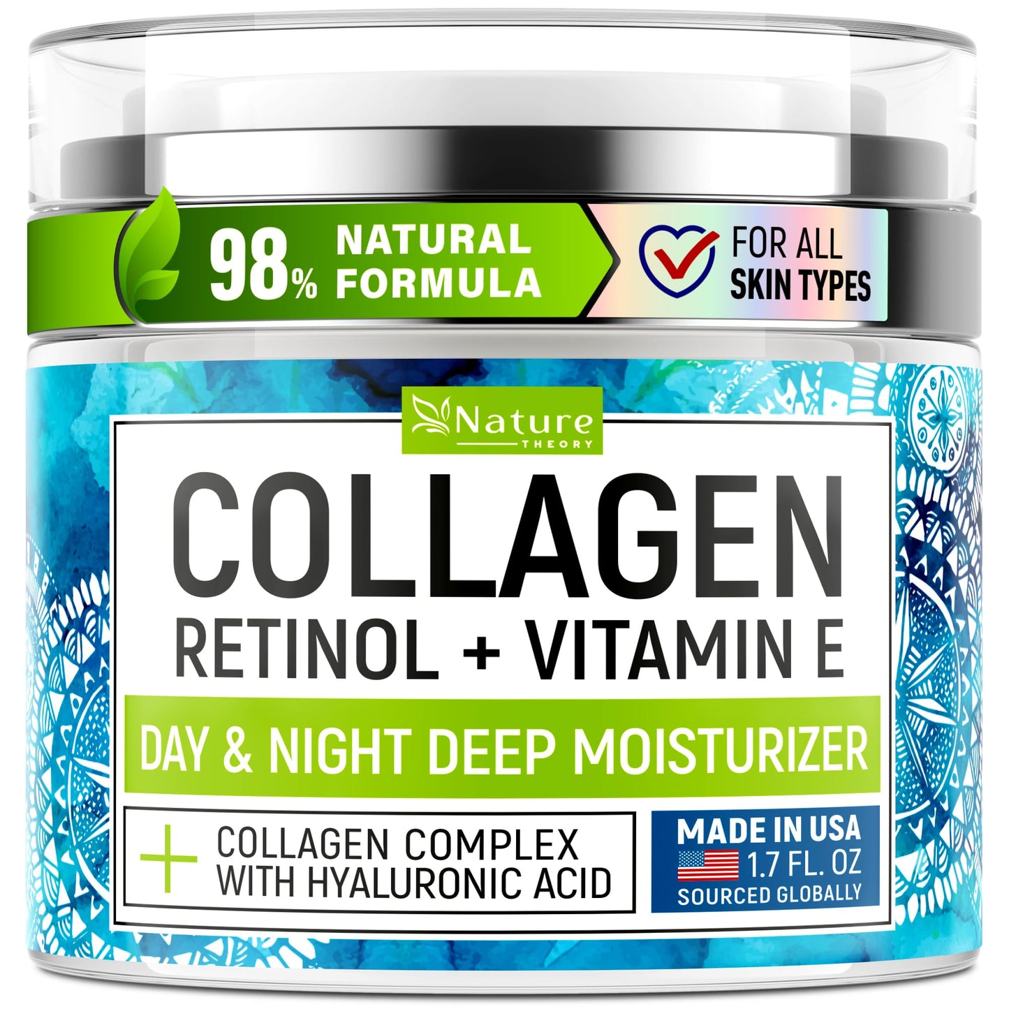 Collagen Cream for Face with Retinol & Hyaluronic Acid - Face Moisturizer for Women & Men - Skin Tightening & Firming - Anti Aging Daily Face