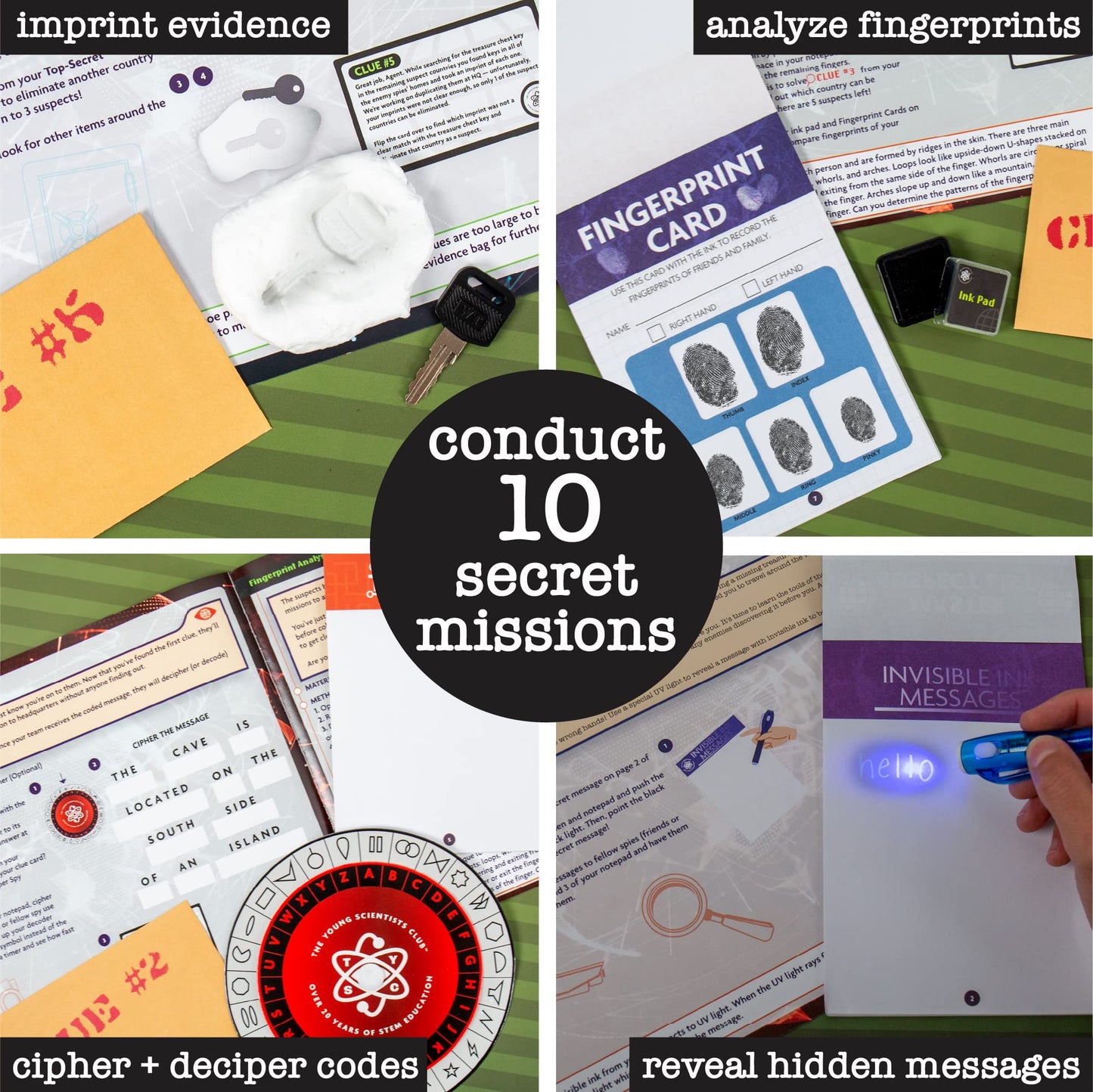 The Young Scientists Club Top Secret Spy Science Kit – Detective Set for Kids, Crime Solver Toy Gift for Boys & Girls Ages 8-10