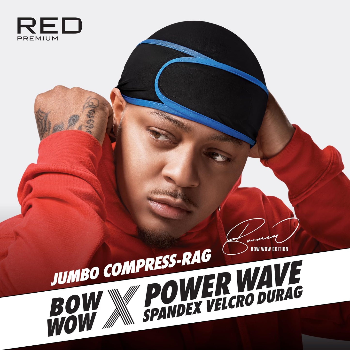 Red by Kiss Bow Wow X Power Wave Durag, Adjustable Compression Cap with Hook-and-Loop Strap, Cape-Less Tail-Less Wave Cap for Men & Women, for 360 Beauty and Personal Care Red by Kiss
