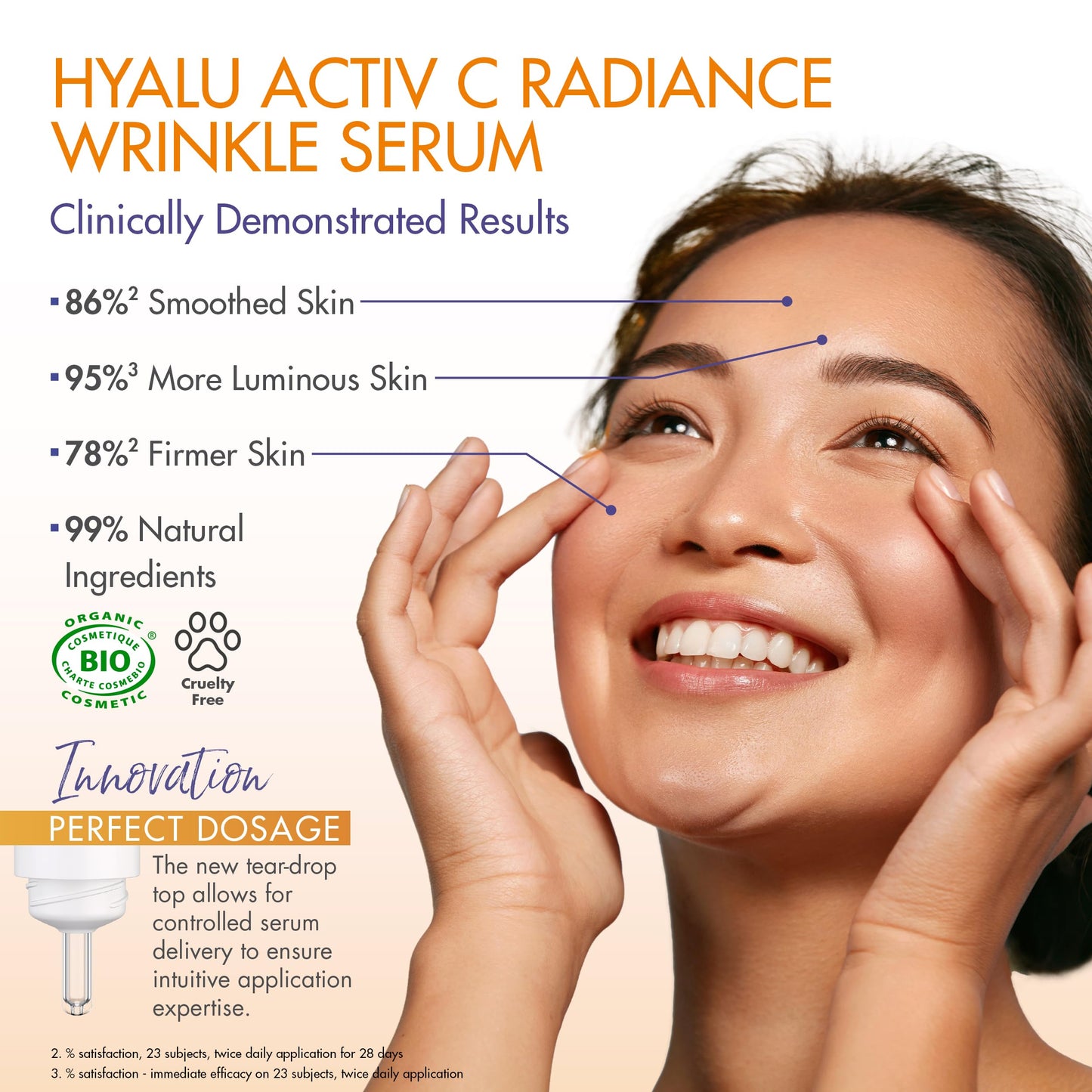 Eau Thermale Jonzac Organic Hyalu Activ C Serum for Face & Eyes - Optimized Vitamin C 5x More Stable With Hyaluronic Acid - Anti-Wrinkle - Brighter