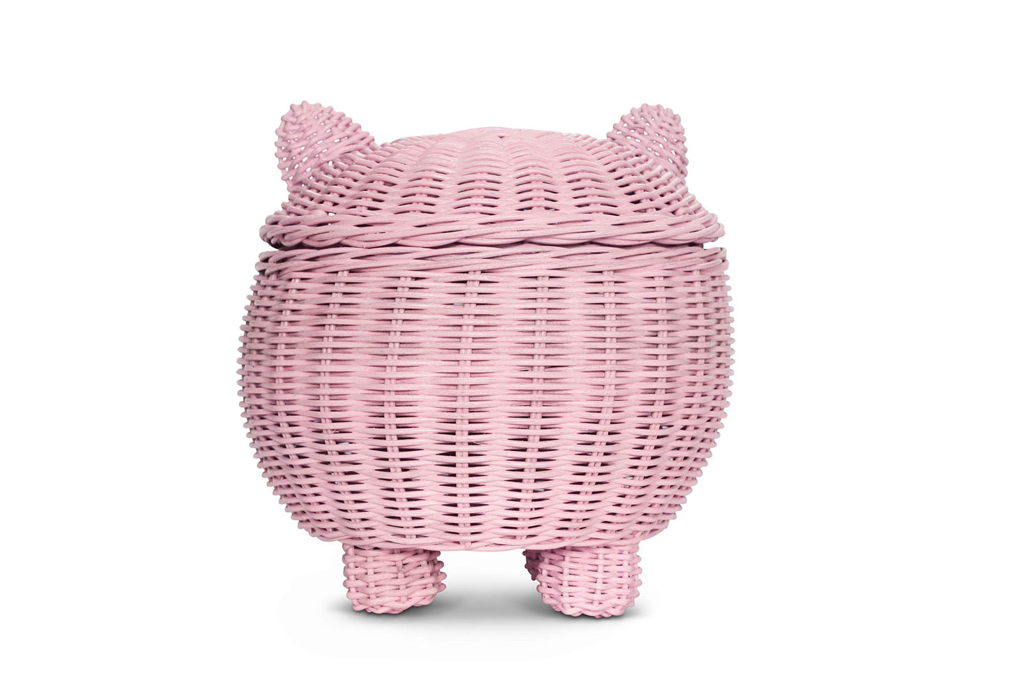 G6 COLLECTION Pig Rattan Storage Basket With Lid Decorative Bin Home Decor Hand Woven Shelf Organizer Cute Handmade Handcrafted Nursery Gift Animal…