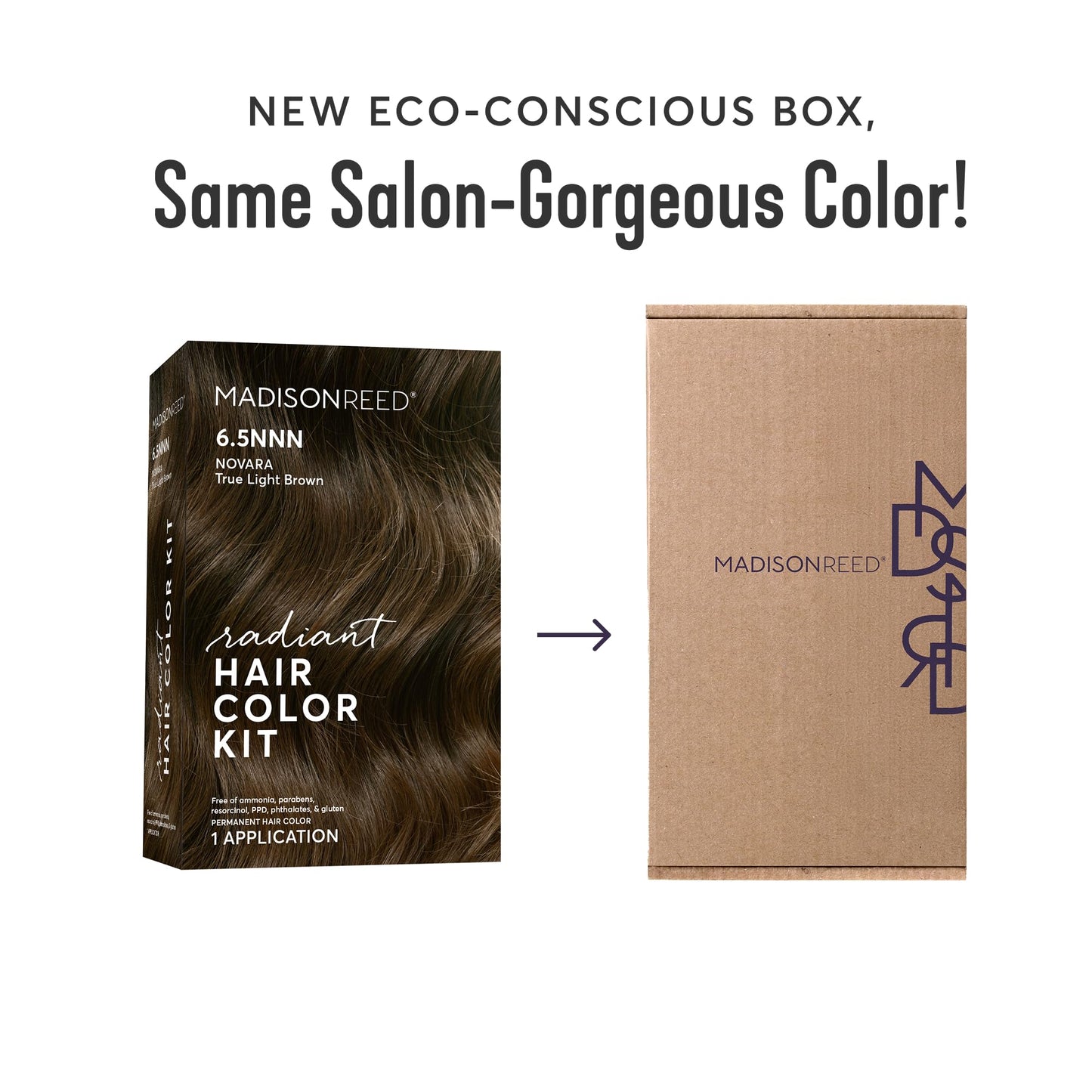 Madison Reed Radiant Hair Color Kit - 6.5NNN Medium Brown with Warm Golden Undertones (Novara Light Brown), 100% Gray Hair Coverage | PPD-Free